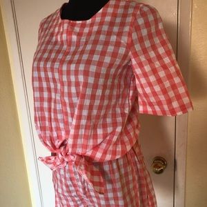 Pink Gingham Front Knot Shirt & Matching SZ small